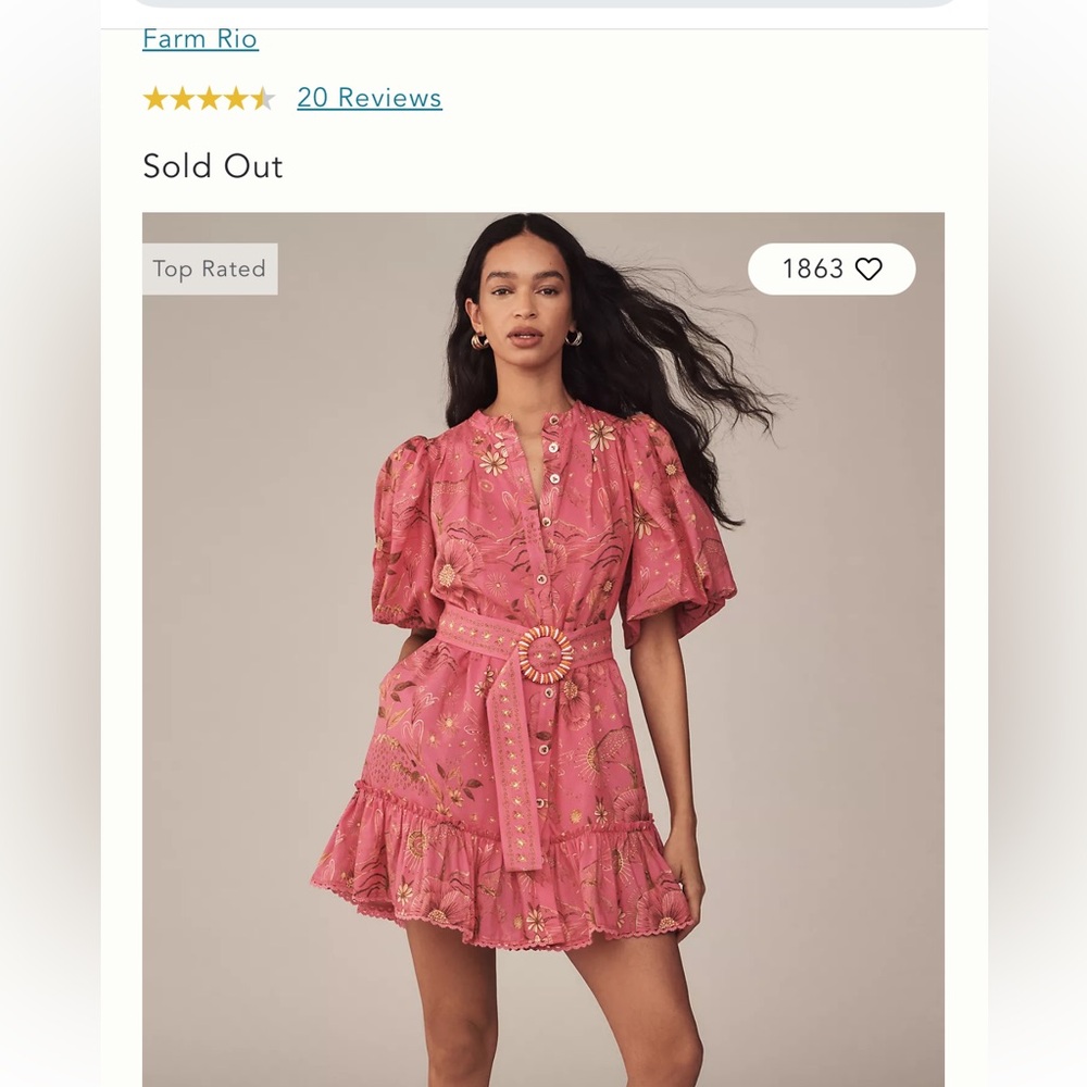 NWT Farm Rio x Anthropologie button Mini Dress